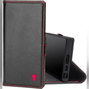 Torro Black Leather Samsung S23 Ultra Wallet Folding Case